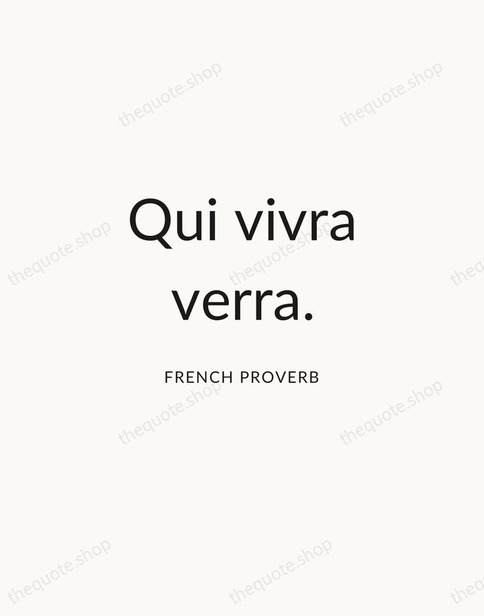 Qui vivra verra. — French Proverb — Modern Sans Calm