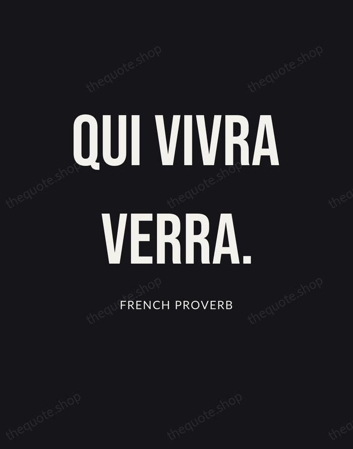 Qui vivra verra. — French Proverb | Printable Wall Art — Poster Condensed