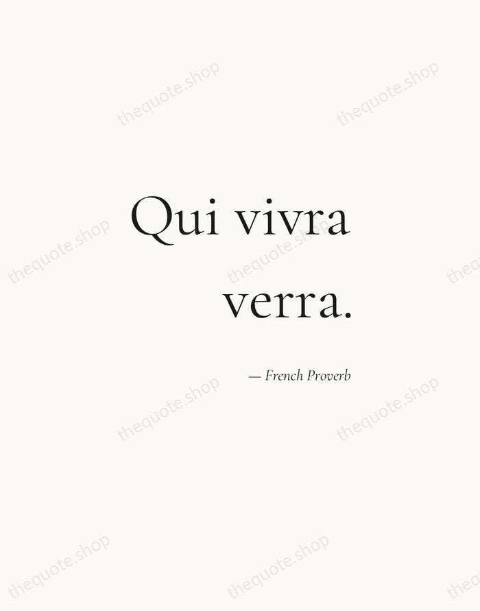 Qui vivra verra. — French Proverb — Soft Serif Right