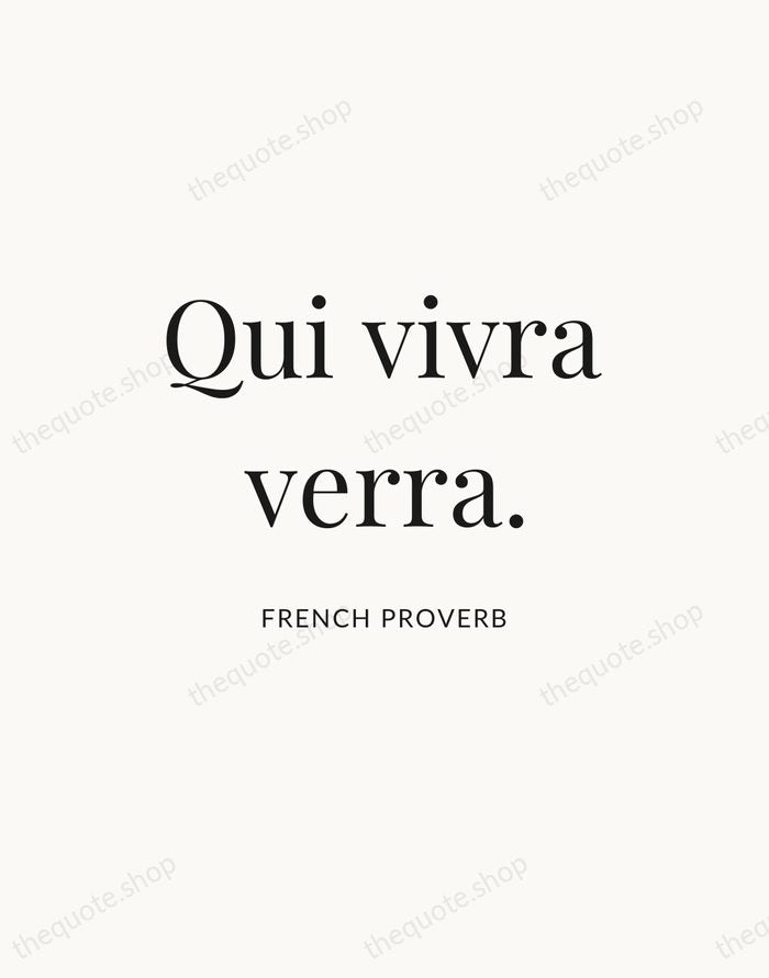 Qui vivra verra. — French Proverb — Statement Serif