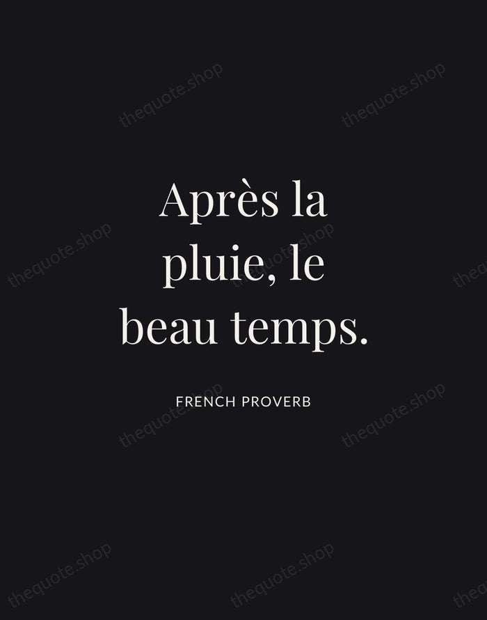 Après la pluie, le beau temps. — French Proverb | Printable Wall Art — Midnight Serif