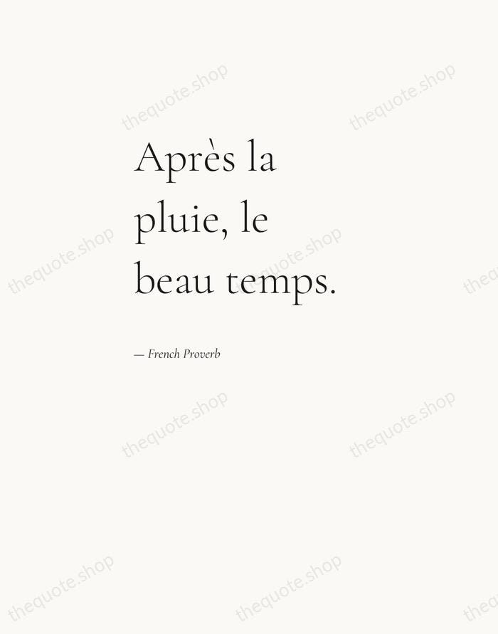 Après la pluie, le beau temps. — French Proverb — Editorial Left Serif