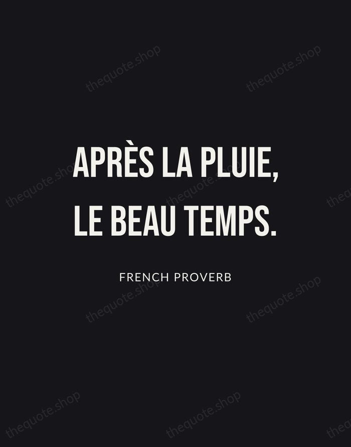 Après la pluie, le beau temps. — French Proverb | Printable Wall Art — Poster Condensed