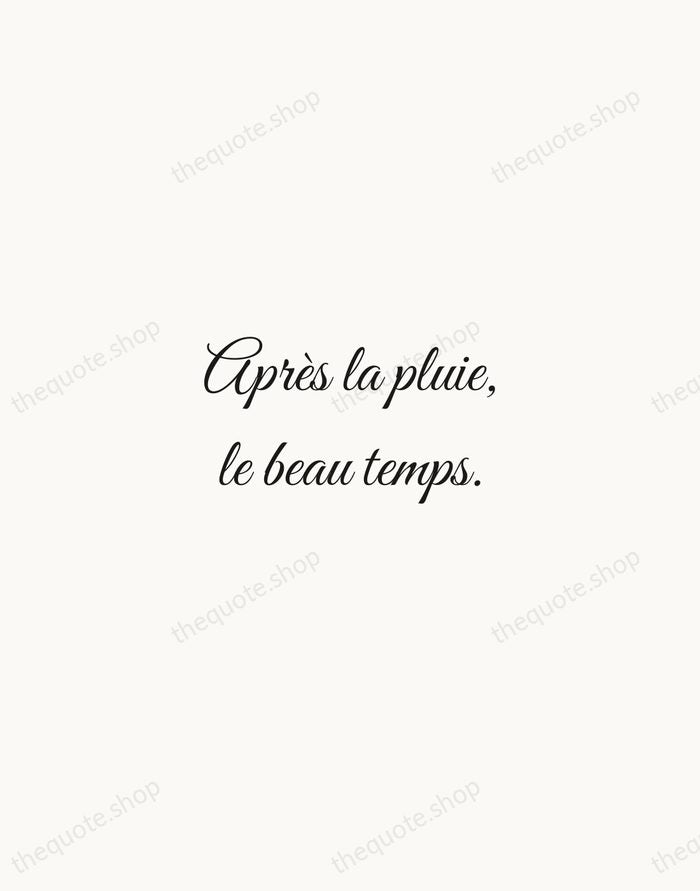 Après la pluie, le beau temps. — French Proverb — Script Whisper