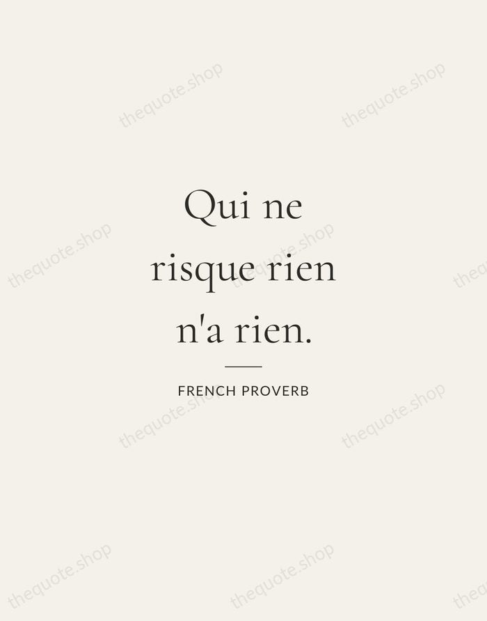 Qui ne risque rien n'a rien. — French Proverb — Gallery Rule