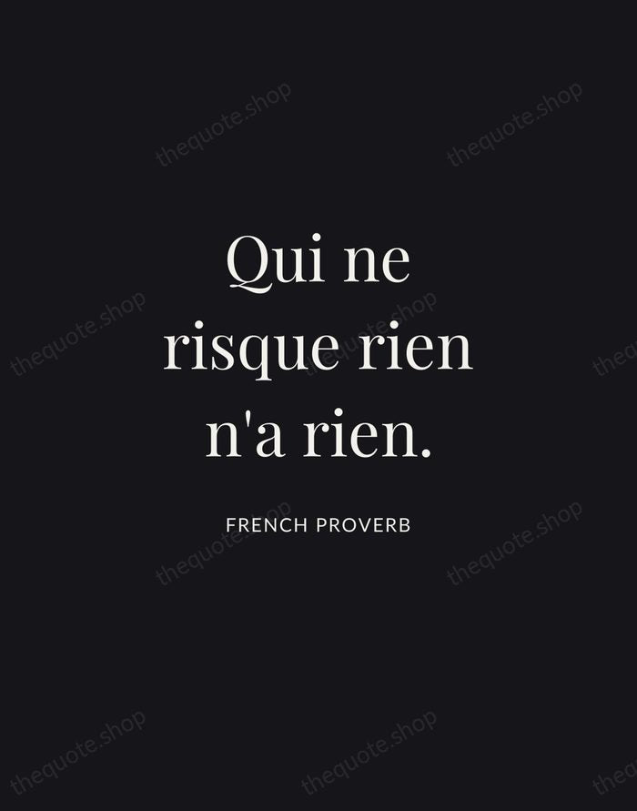 Qui ne risque rien n'a rien. — French Proverb | Printable Wall Art — Midnight Serif