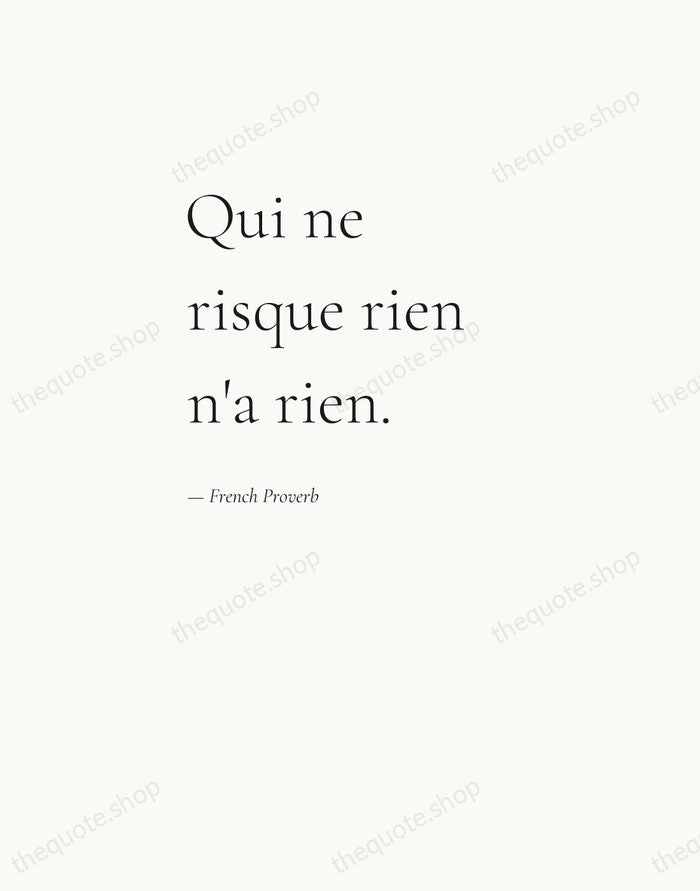 Qui ne risque rien n'a rien. — French Proverb — Editorial Left Serif