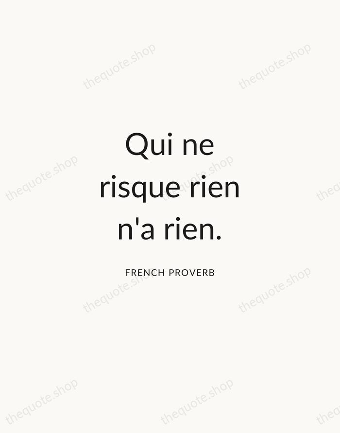 Qui ne risque rien n'a rien. — French Proverb — Modern Sans Calm