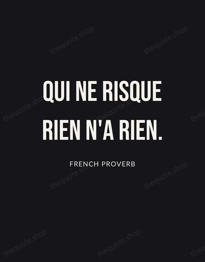 Qui ne risque rien n'a rien. — French Proverb | Printable Wall Art — Poster Condensed