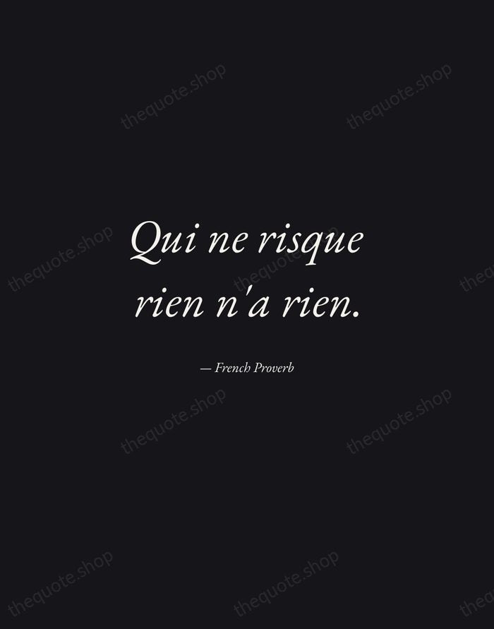 Qui ne risque rien n'a rien. — French Proverb — Manuscript Italic