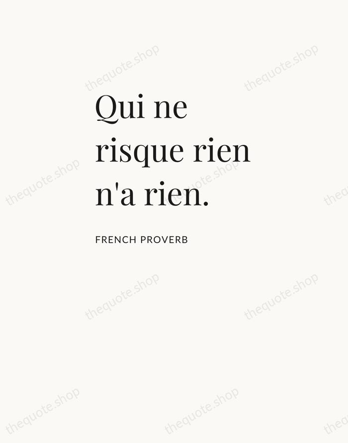 Qui ne risque rien n'a rien. — French Proverb — Asymmetric Left