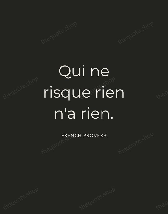 Qui ne risque rien n'a rien. — French Proverb — Charcoal Sans