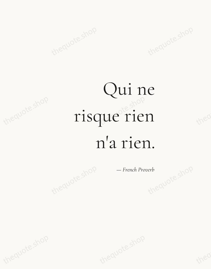 Qui ne risque rien n'a rien. — French Proverb — Soft Serif Right