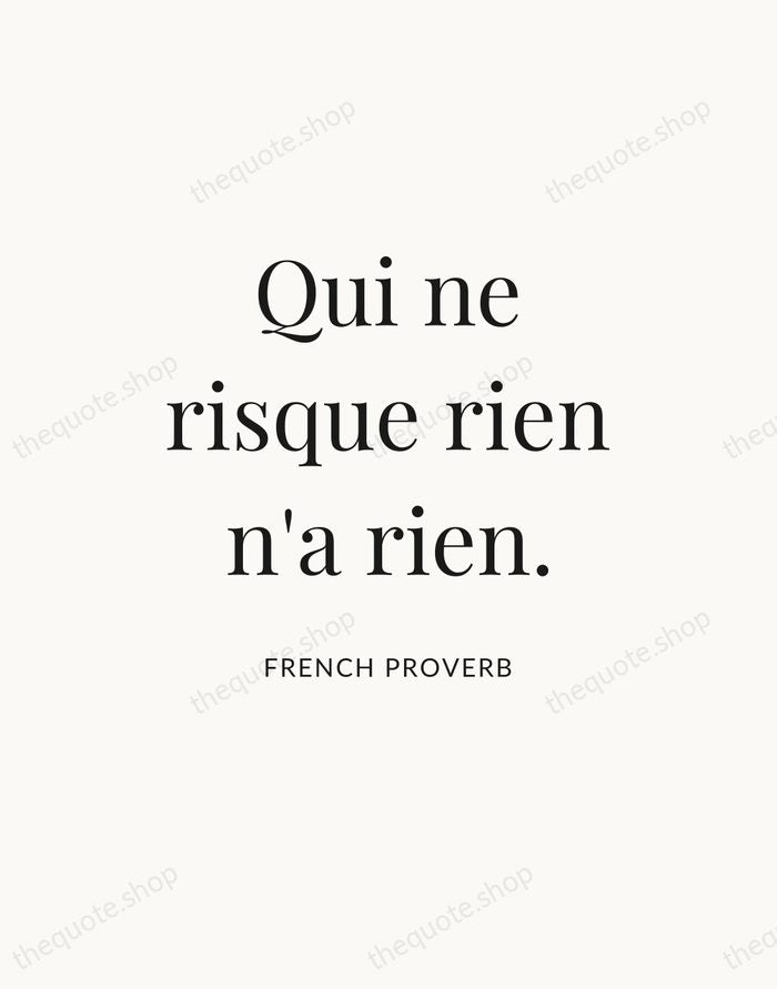 Qui ne risque rien n'a rien. — French Proverb — Statement Serif