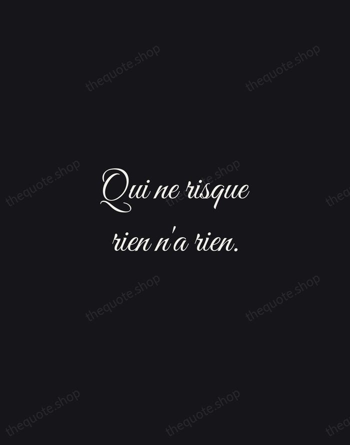 Qui ne risque rien n'a rien. — French Proverb — Night Script