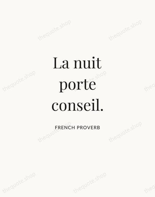 La nuit porte conseil. — French Proverb | Printable Wall Art — Atelier Serif