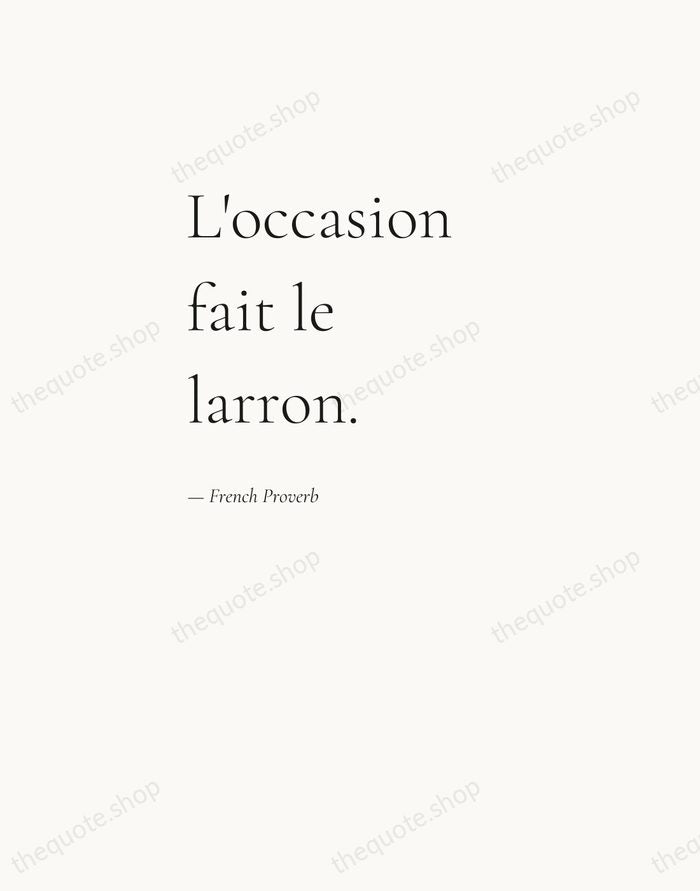 L'occasion fait le larron. — French Proverb — Editorial Left Serif