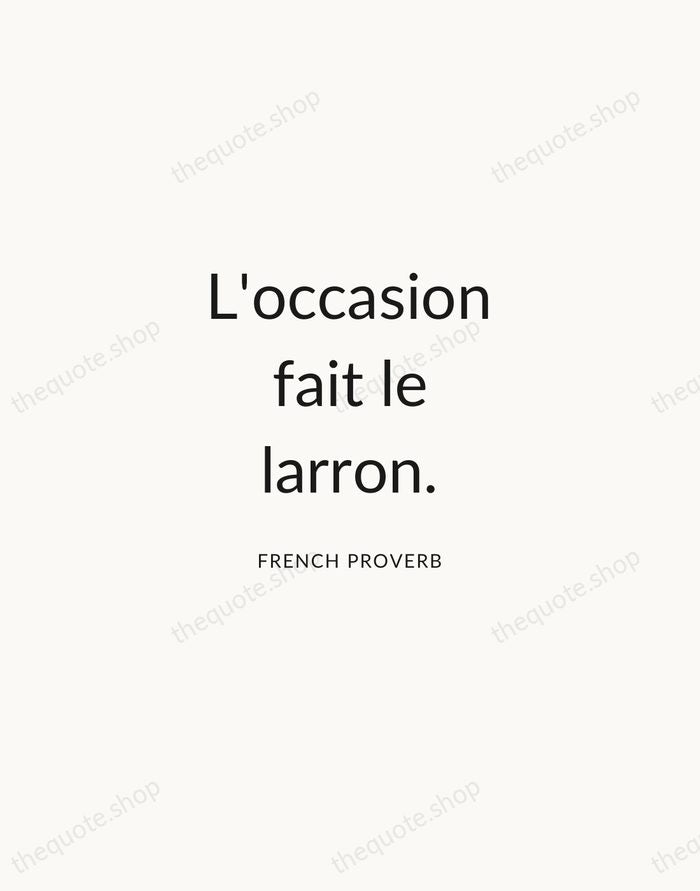 L'occasion fait le larron. — French Proverb — Modern Sans Calm