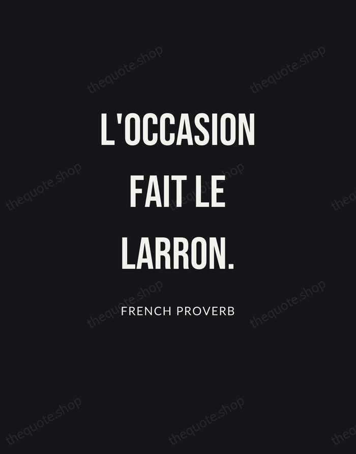 L'occasion fait le larron. — French Proverb | Printable Wall Art — Poster Condensed