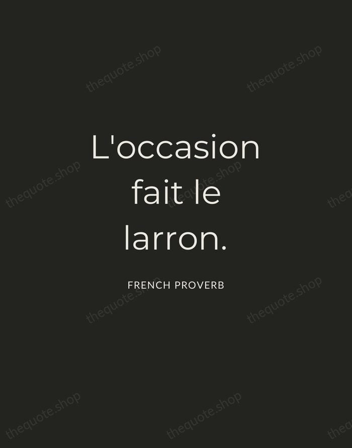 L'occasion fait le larron. — French Proverb — Charcoal Sans