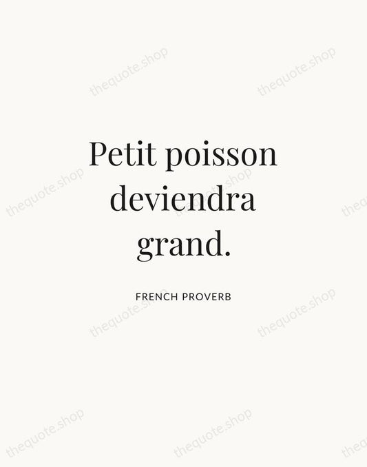 Petit poisson deviendra grand. — French Proverb | Printable Wall Art — Atelier Serif