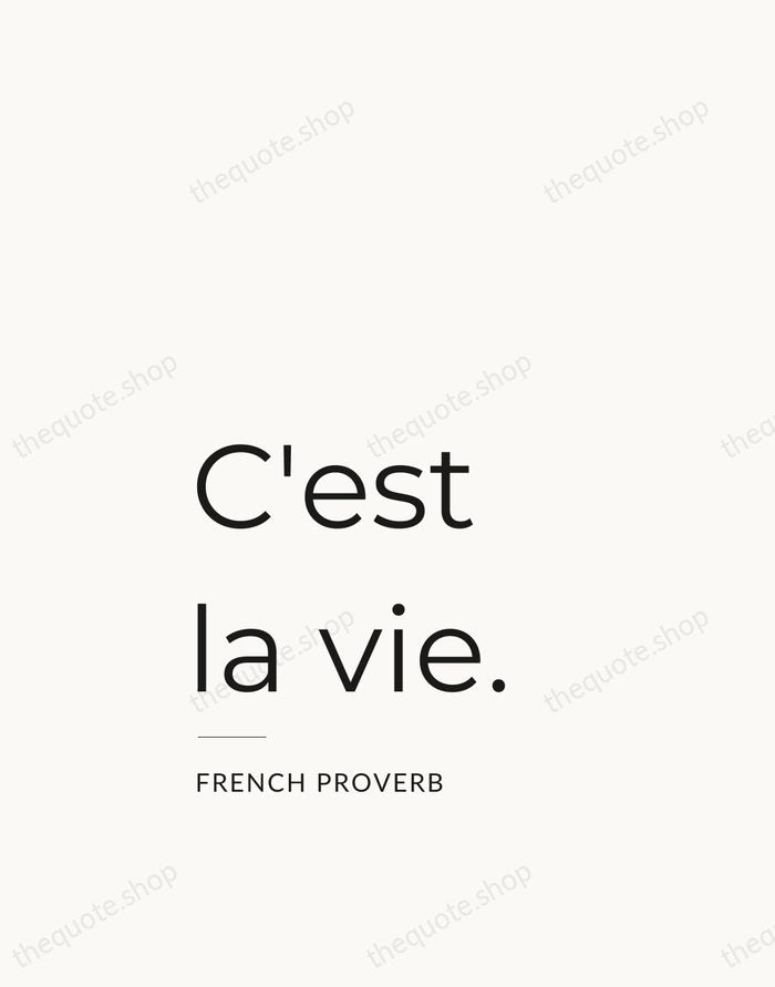 C'est la vie. — French Proverb — Studio Left