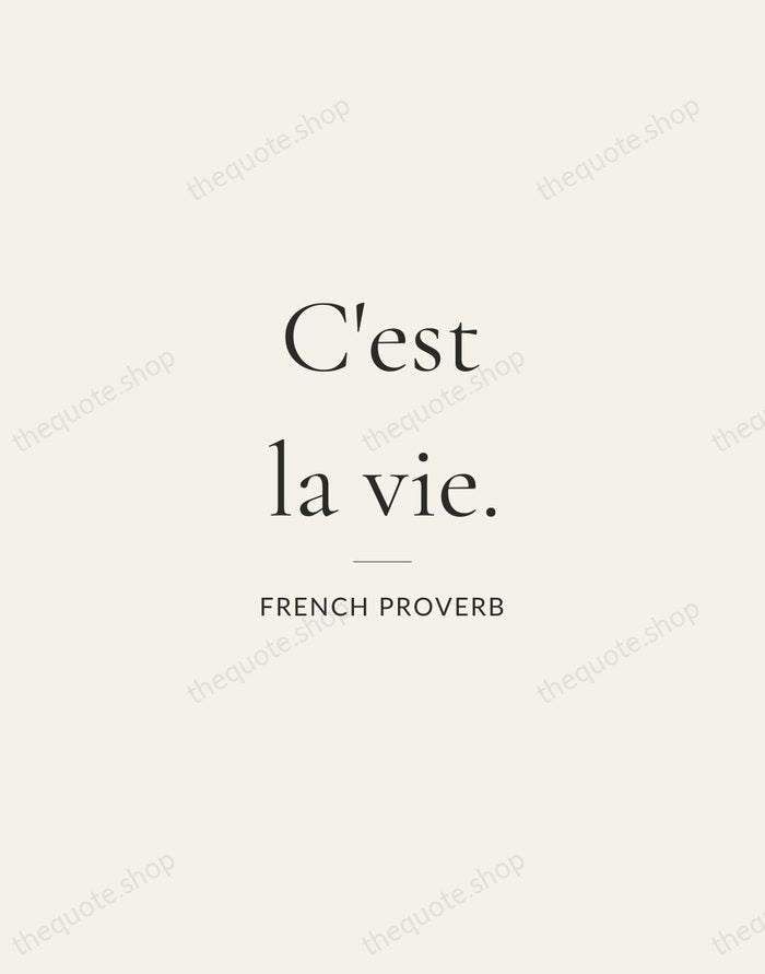 C'est la vie. — French Proverb — Gallery Rule