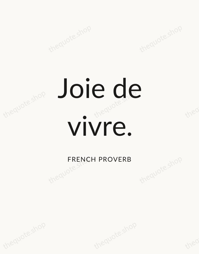 Joie de vivre. — French Proverb — Modern Sans Calm