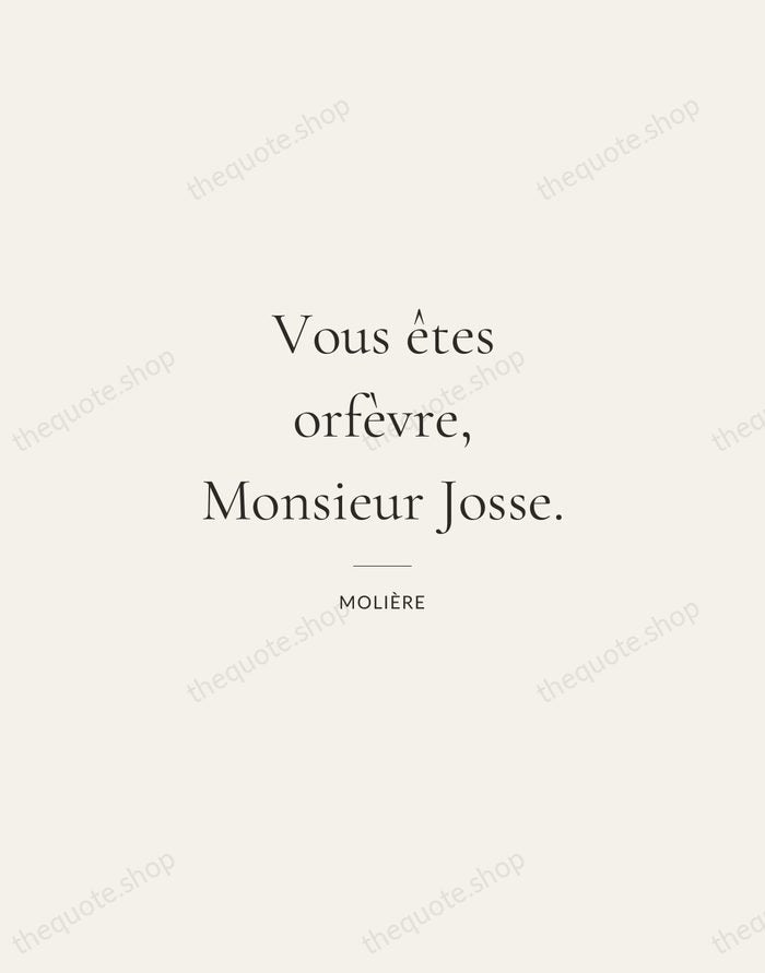 Vous êtes orfèvre, Monsieur Josse. — Molière — Gallery Rule