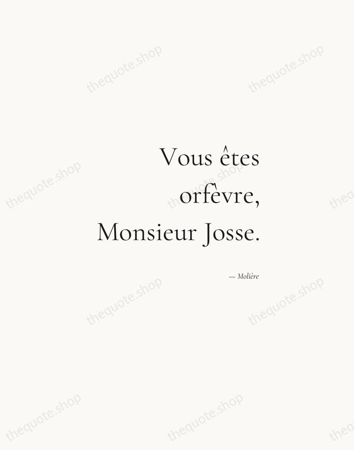Vous êtes orfèvre, Monsieur Josse. — Molière — Soft Serif Right