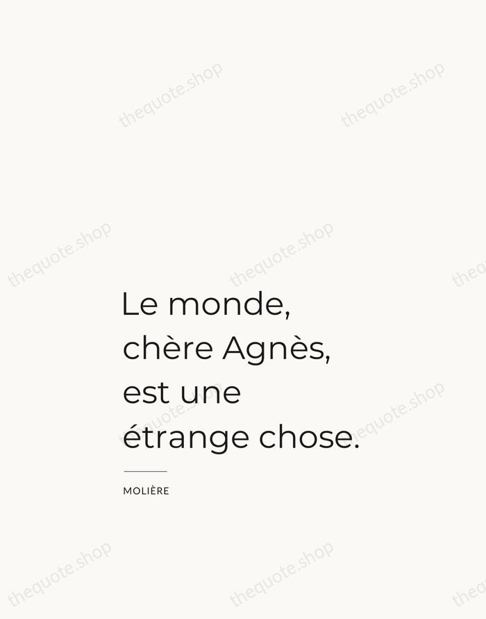 Le monde, chère Agnès, est une étrange chose. — Molière — Studio Left