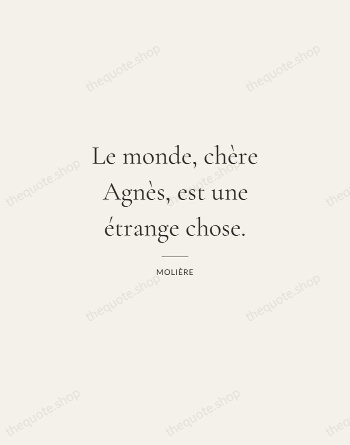 Le monde, chère Agnès, est une étrange chose. — Molière — Gallery Rule