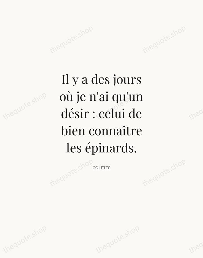 Il y a des jours où je n'ai qu'un désir : celui… — Colette | Printable Wall Art — Atelier Serif
