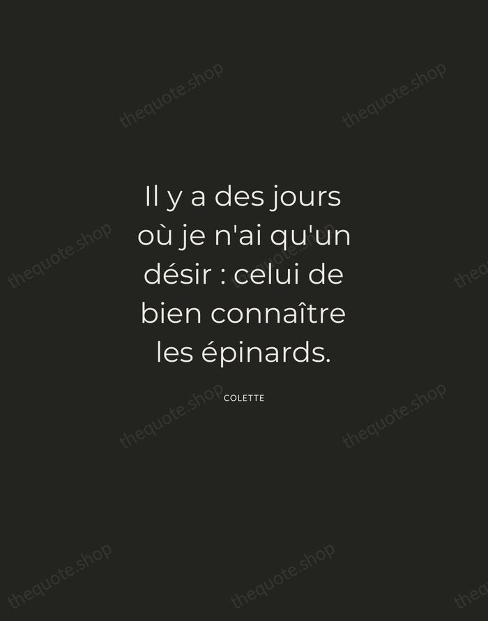 Il y a des jours où je n'ai qu'un désir : celui… — Colette — Charcoal Sans