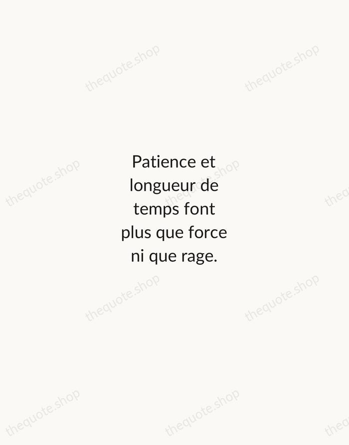 Patience et longueur de temps font plus que force ni que rage. — Jean de La Fontaine — Minimal Unsigned