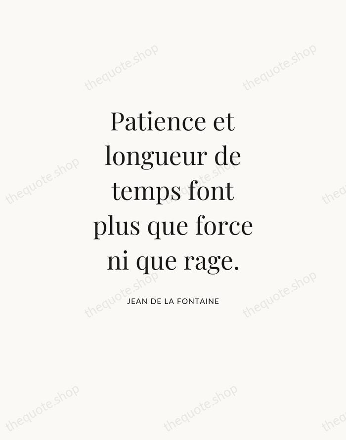 Patience et longueur de temps font plus que force ni que rage. — Jean de La Fontaine — Statement Serif