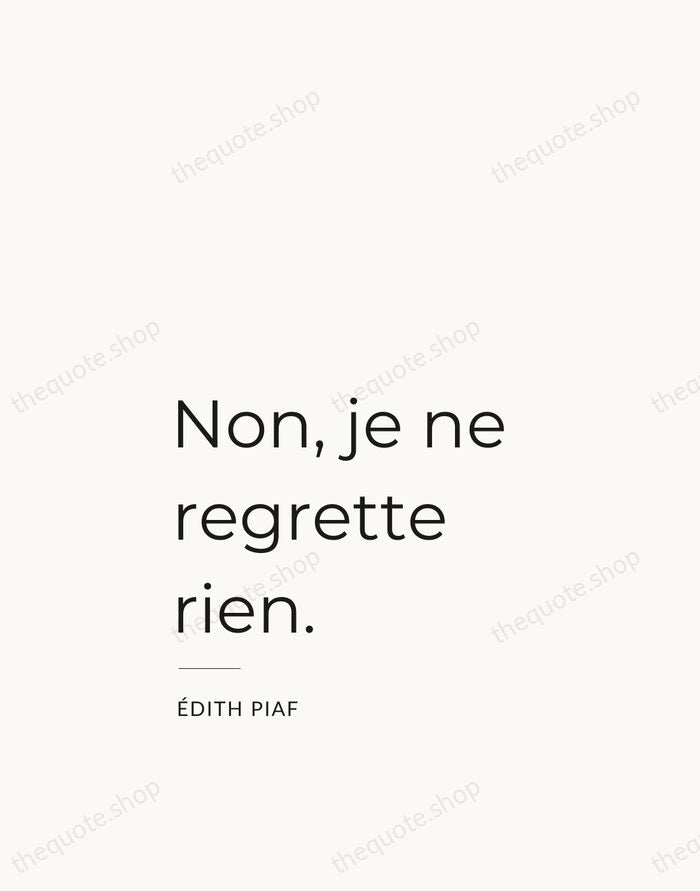 Non, je ne regrette rien. — Édith Piaf — Studio Left