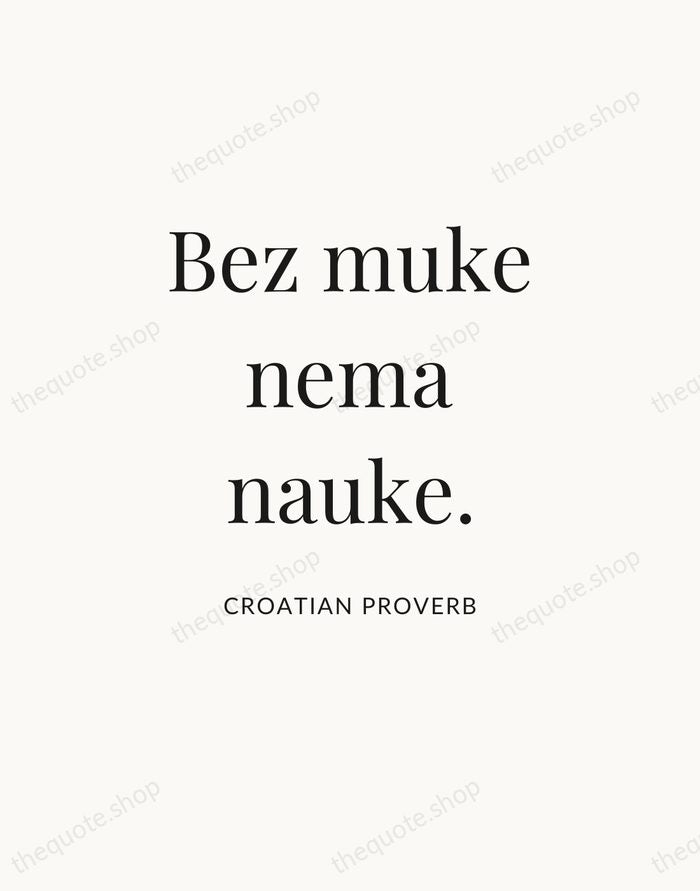 Bez muke nema nauke. — Croatian Proverb — Statement Serif