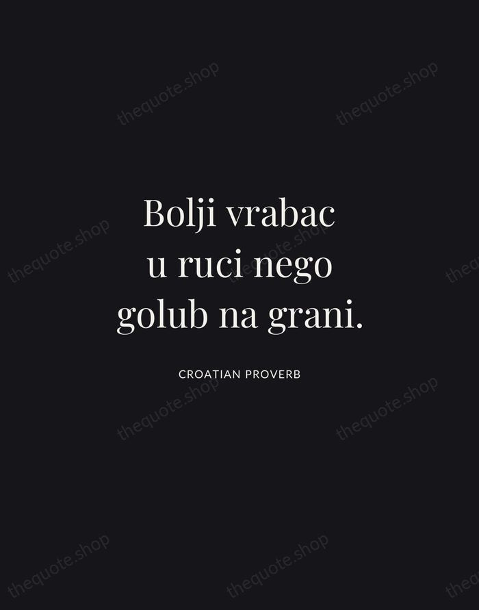 Bolji vrabac u ruci nego golub na grani. — Croatian Proverb | Printable Wall Art — Midnight Serif