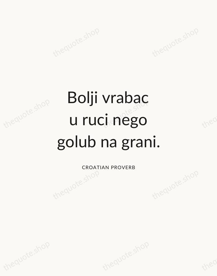Bolji vrabac u ruci nego golub na grani. — Croatian Proverb — Modern Sans Calm