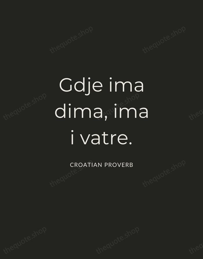 Gdje ima dima, ima i vatre. — Croatian Proverb — Charcoal Sans
