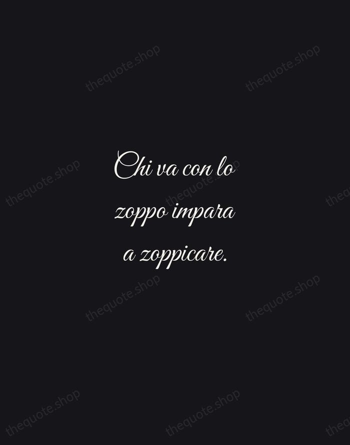 Chi va con lo zoppo impara a zoppicare. — Italian Proverb — Night Script