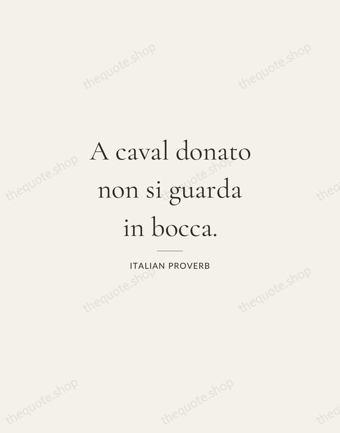 A caval donato non si guarda in bocca. — Italian Proverb — Gallery Rule