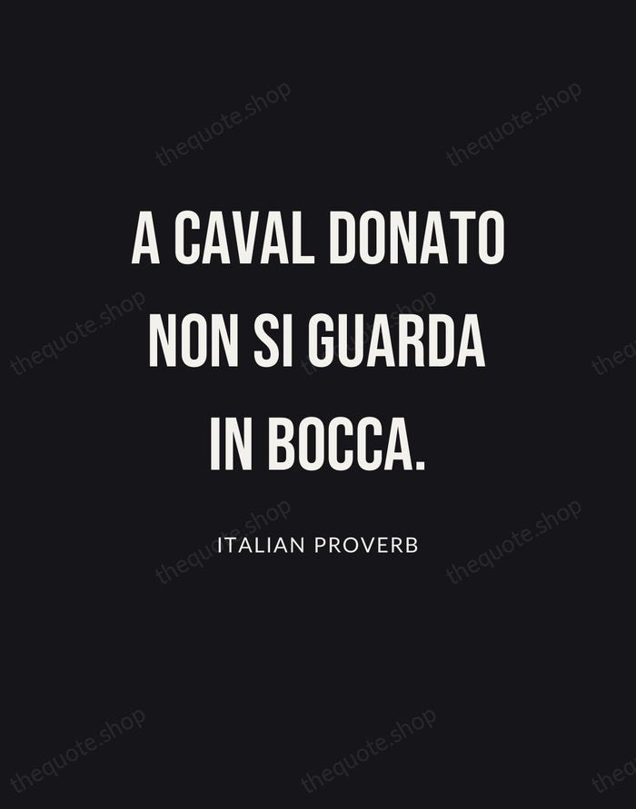 A caval donato non si guarda in bocca. — Italian Proverb | Printable Wall Art — Poster Condensed
