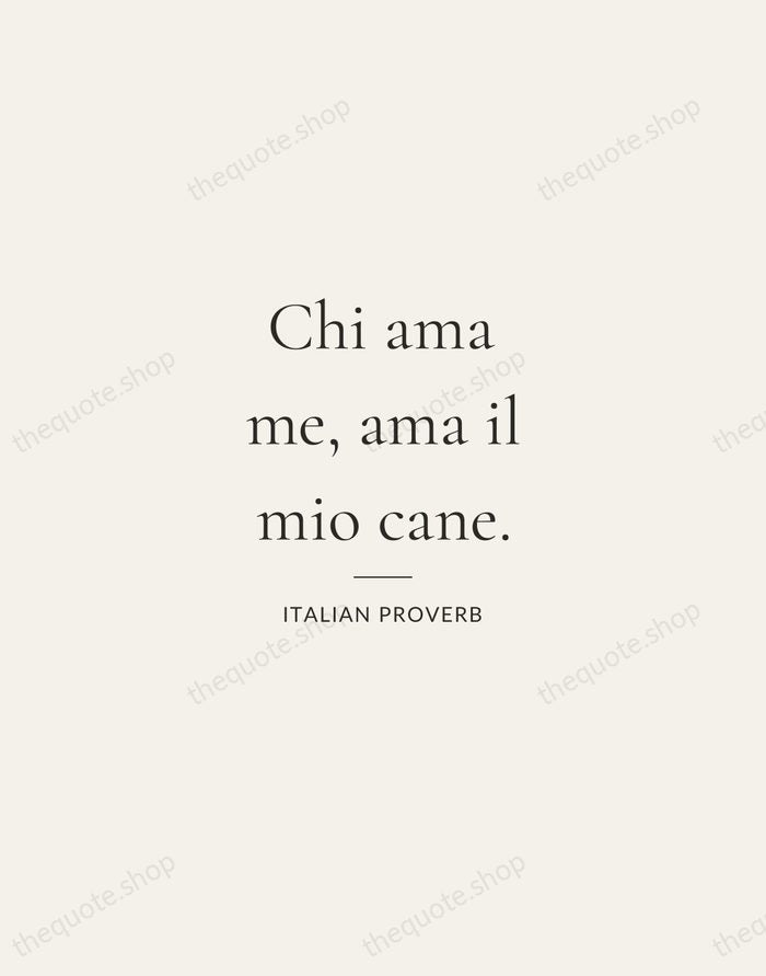 Chi ama me, ama il mio cane. — Italian Proverb — Gallery Rule