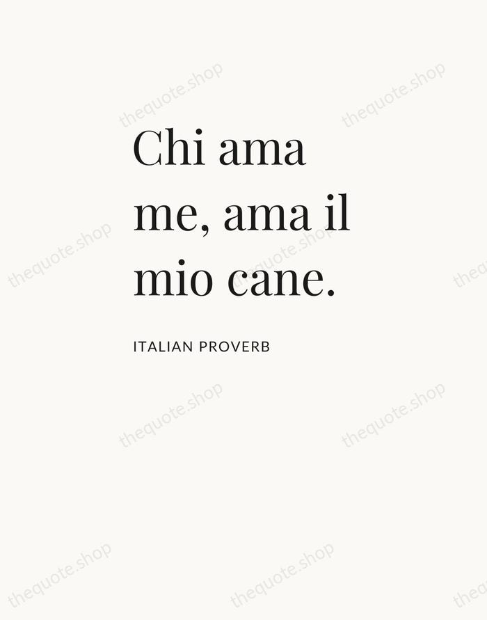 Chi ama me, ama il mio cane. — Italian Proverb — Asymmetric Left