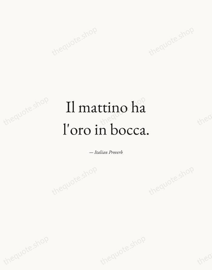Il mattino ha l'oro in bocca. — Italian Proverb — Quiet Garamond