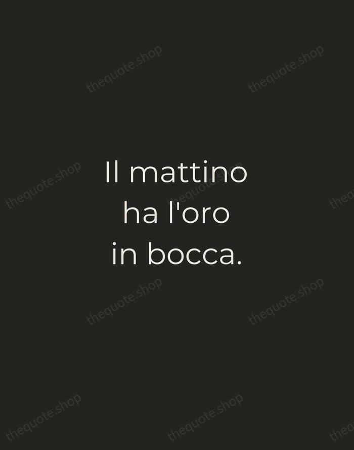 Il mattino ha l'oro in bocca. — Italian Proverb — Tracked Caps Unsigned