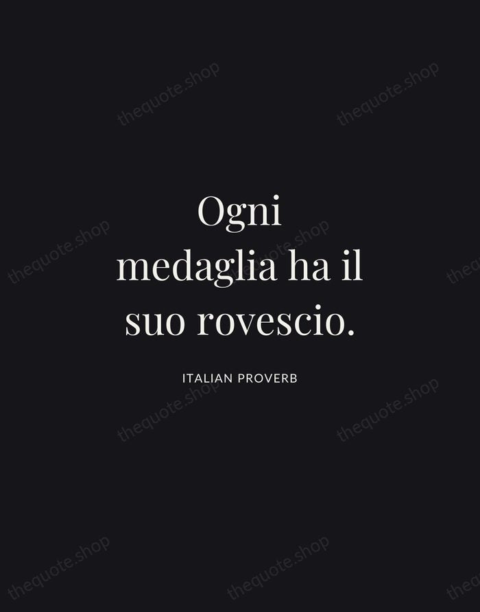 Ogni medaglia ha il suo rovescio. — Italian Proverb | Printable Wall Art — Midnight Serif