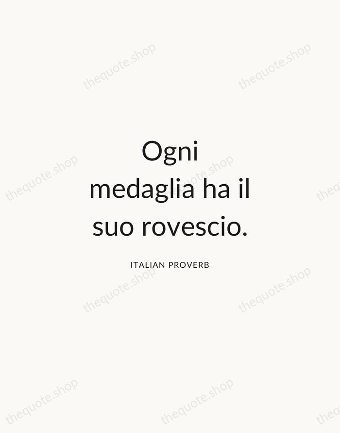 Ogni medaglia ha il suo rovescio. — Italian Proverb — Modern Sans Calm